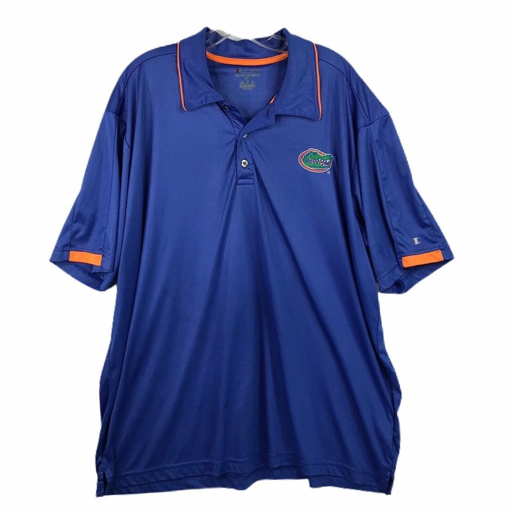 Champion Florida Gators Mens Polo Shirt 2XL XXL Orange Blue UF Football Sports